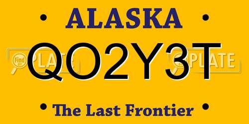 QO2Y3T Alaska License Plate