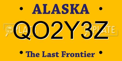QO2Y3Z Alaska License Plate