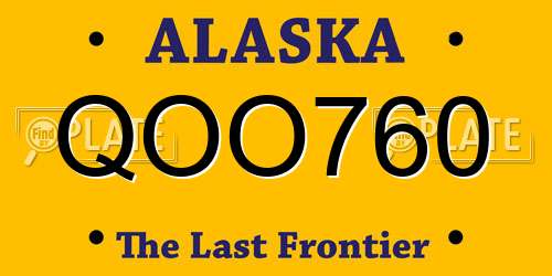 QOO760 Alaska License Plate