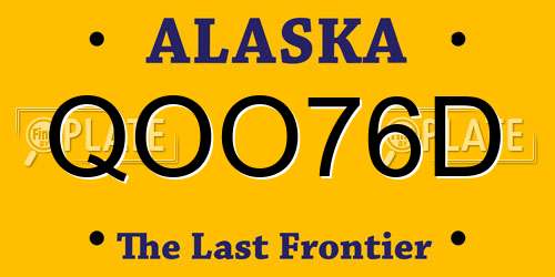 QOO76D Alaska License Plate
