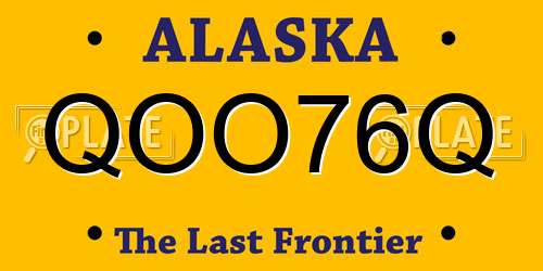 QOO76Q Alaska License Plate