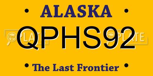 QPHS92 Alaska License Plate