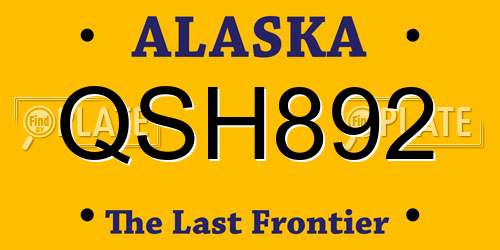 QSH892 Alaska License Plate