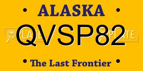 QVSP82 Alaska License Plate