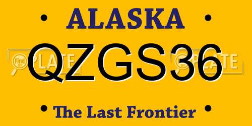 QZGS36 Alaska License Plate