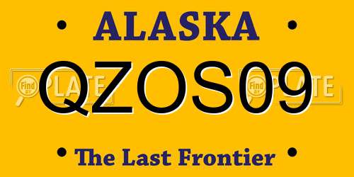QZOS09 Alaska License Plate