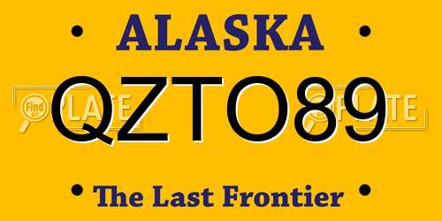 QZTO89 Alaska License Plate