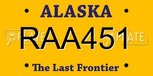 RAA451 Alaska License Plate