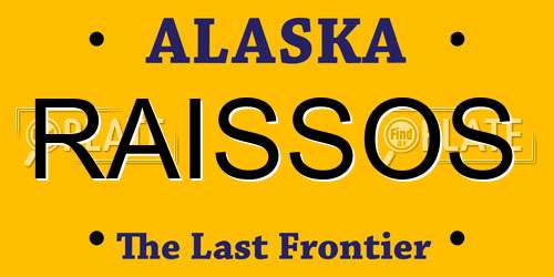 RAISSOS Alaska License Plate