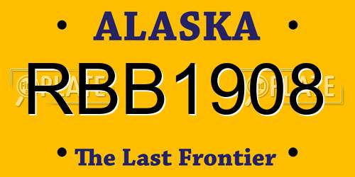 RBB1908 Alaska License Plate