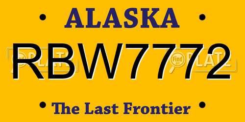 RBW7772 Alaska License Plate