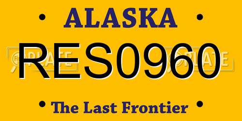 RES0960 Alaska License Plate