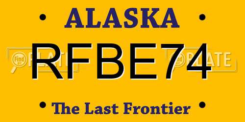 RFBE74 Alaska License Plate