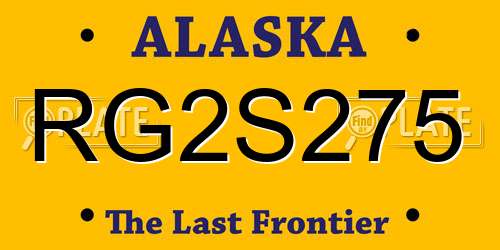 RG2S275 Alaska License Plate