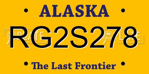 RG2S278 Alaska License Plate