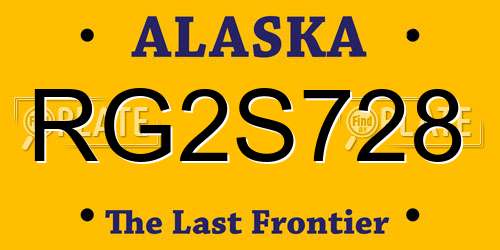 RG2S728 Alaska License Plate
