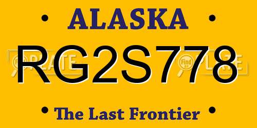 RG2S778 Alaska License Plate