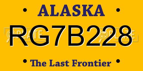 RG7B228 Alaska License Plate