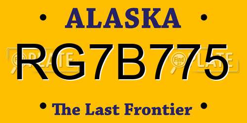 RG7B775 Alaska License Plate