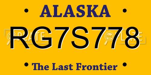 RG7S778 Alaska License Plate