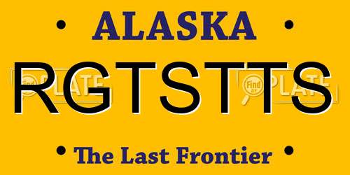 RGTSTTS Alaska License Plate