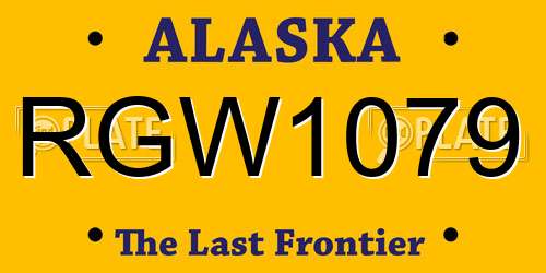 RGW1079 Alaska License Plate