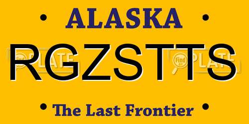 RGZSTTS Alaska License Plate