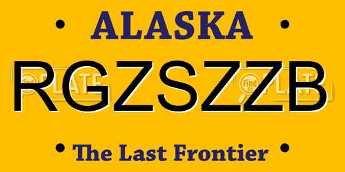 RGZSZZB Alaska License Plate