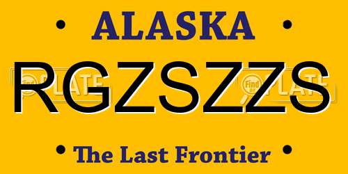 RGZSZZS Alaska License Plate