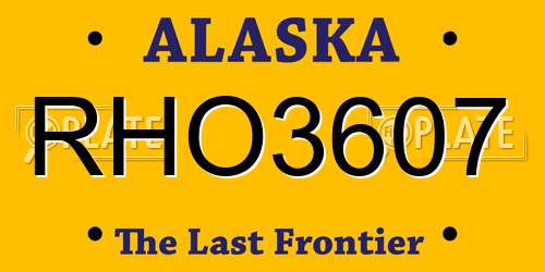 RHO3607 Alaska License Plate