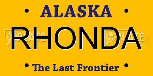 RHONDA Alaska License Plate