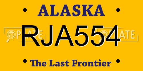 RJA554 Alaska License Plate