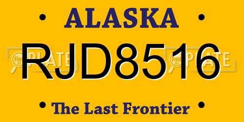 RJD8516 Alaska License Plate