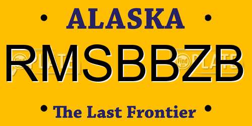 RMSBBZB Alaska License Plate