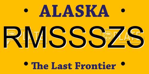 RMSSSZS Alaska License Plate
