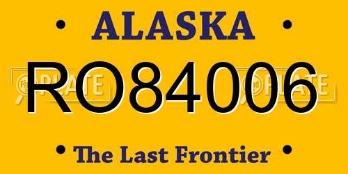RO84006 Alaska License Plate