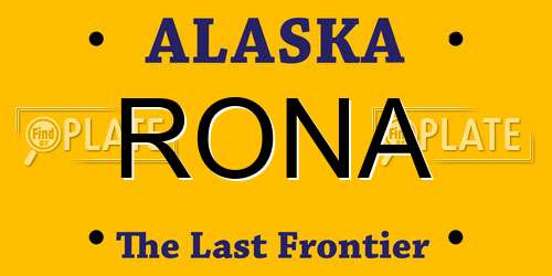 RONA Alaska License Plate