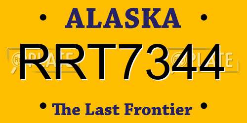 RRT7344 Alaska License Plate