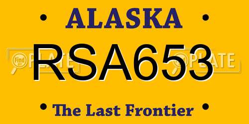 RSA653 Alaska License Plate
