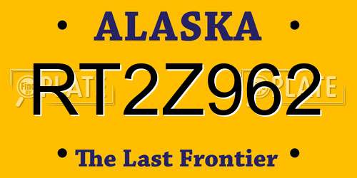 RT2Z962 Alaska License Plate