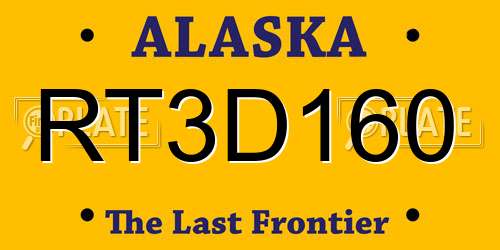 RT3D160 Alaska License Plate