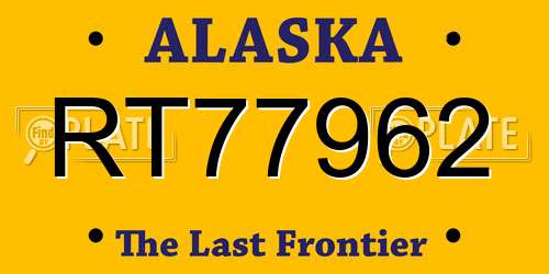 RT77962 Alaska License Plate