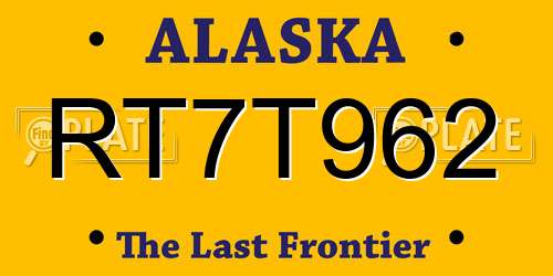RT7T962 Alaska License Plate