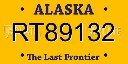 RT89132 Alaska License Plate
