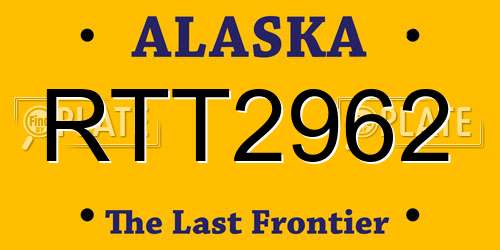 RTT2962 Alaska License Plate