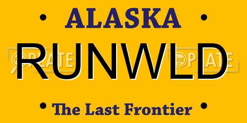 RUNWLD Alaska License Plate