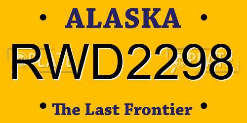 RWD2298 Alaska License Plate