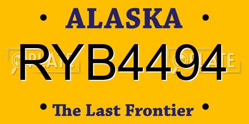 RYB4494 Alaska License Plate