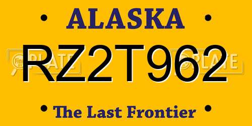 RZ2T962 Alaska License Plate