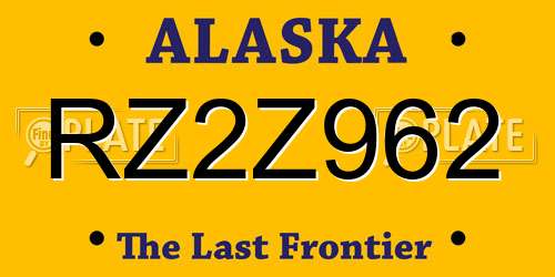 RZ2Z962 Alaska License Plate